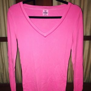 PINK Long Sleeve V-Neck Thermal